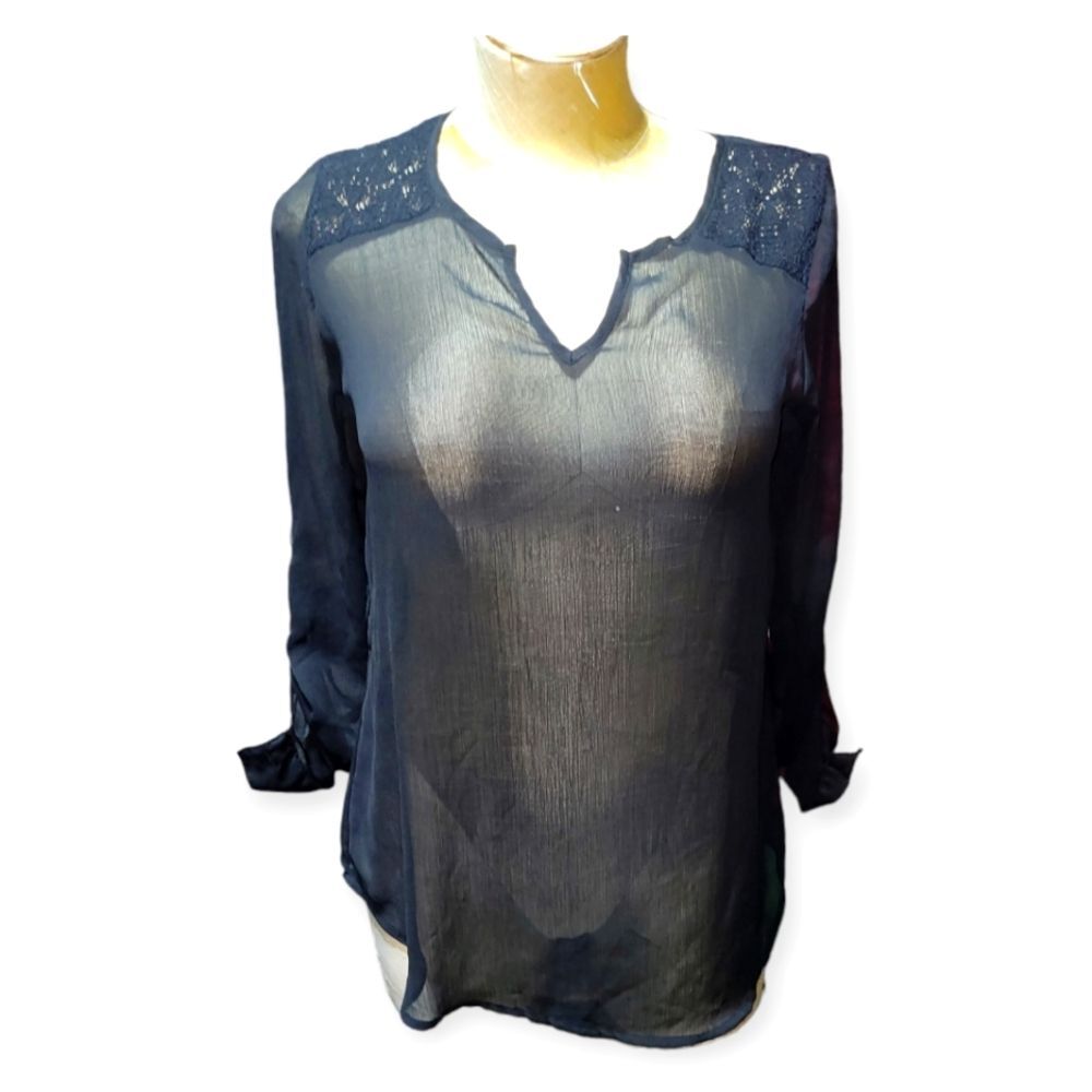 Mossimo Black Sheer Blouse Size Medium